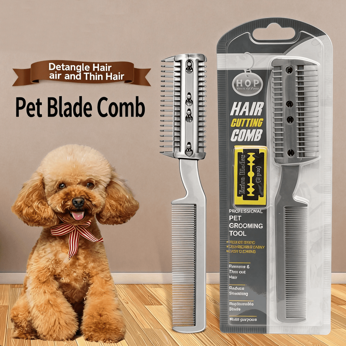 Pet Hair Cutting Comb with Replaceable Blades | Professional Dog Grooming
