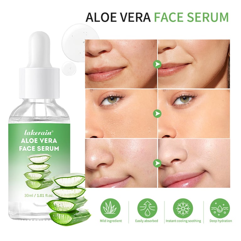 Lakerain Aloe Vera Face Serum | Health & Beauty Hydrating Moisturizer thumbnail 3
