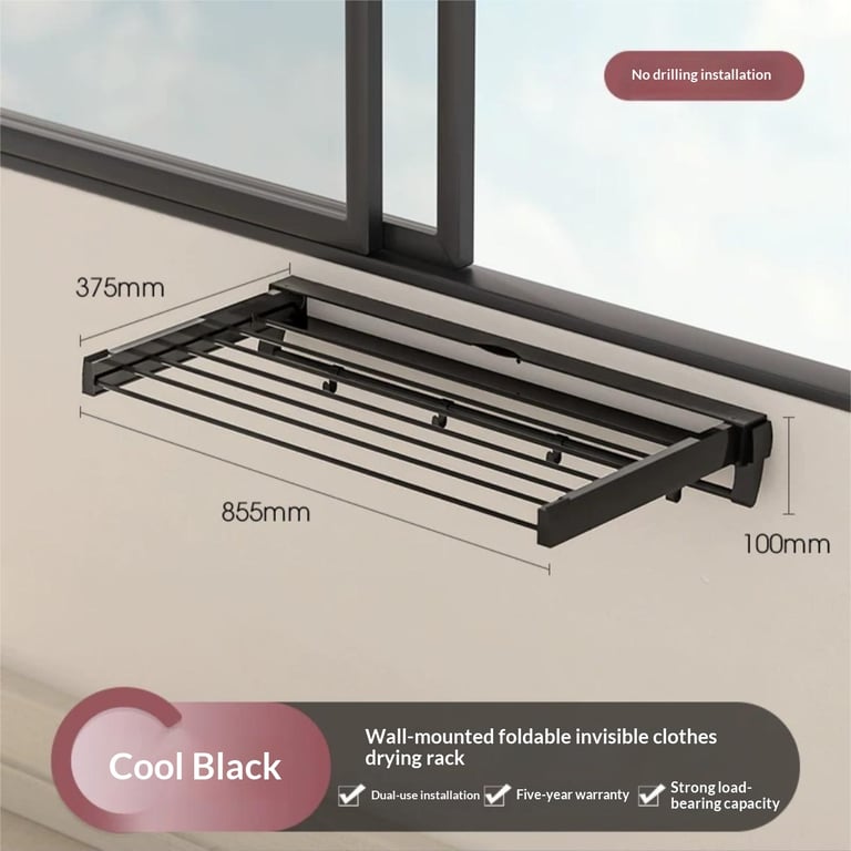 Wall-Mounted Folding Clothes Drying Rack | Space-Saving Design thumbnail 15