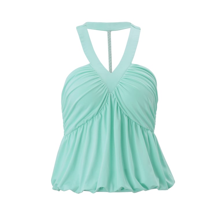 Mint Green Halter Bandeau Camisole Top | Ruched Off-Shoulder Women's thumbnail 1