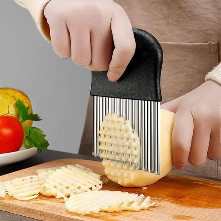 Large Crinkle Cutter Potato Slicer | Wavy Vegetable Knife Stainless Steel