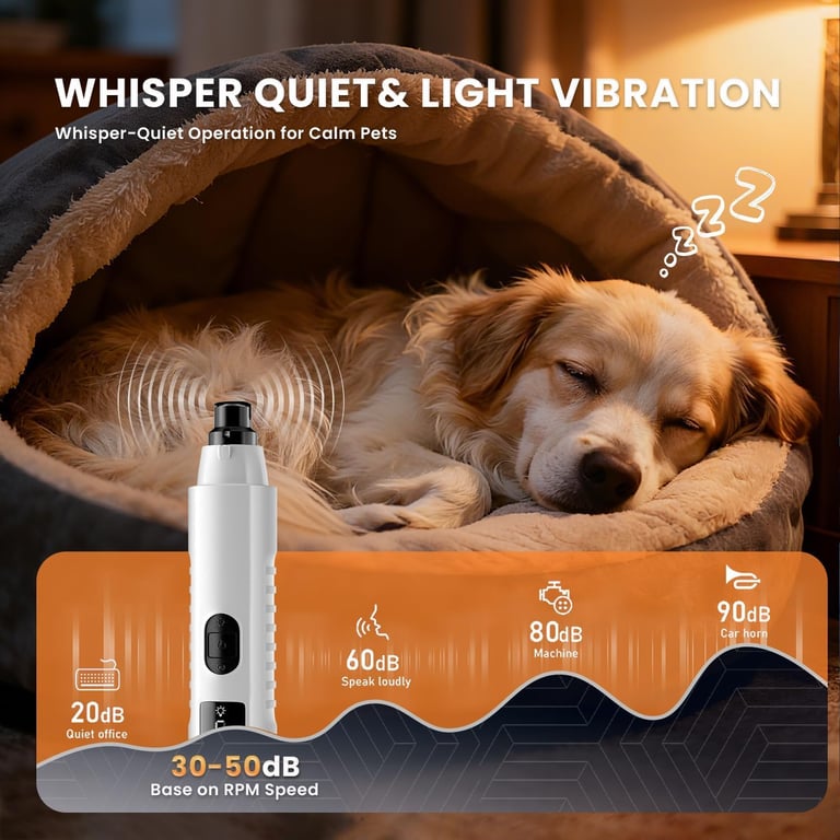 2026 New Silent Groom Pro Dog Nail Grinder, 5-Speed Dog Nail Grinder With Led Light, Quiet Painless Paws Grooming For Small Medium Large Dogs, USB Rechargeable thumbnail 18