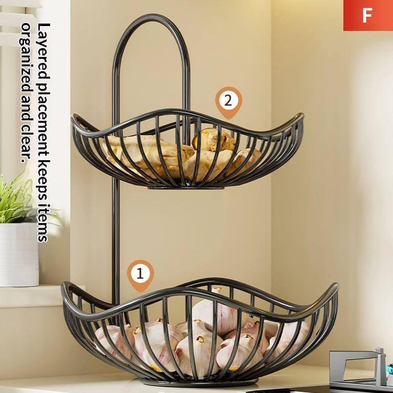 Kitchen Onion Ginger Garlic Basket Double-Layer Fruit Storage Rack thumbnail 19