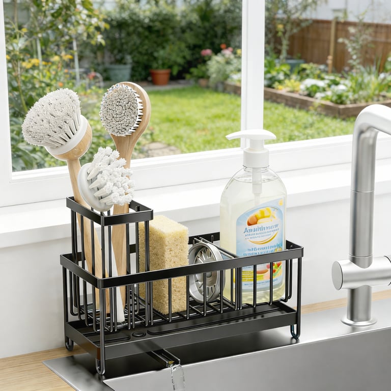 Kitchen Sink Rack Sponge Holder Soap Dish Drain Storage Organizer Brush Holder thumbnail 2