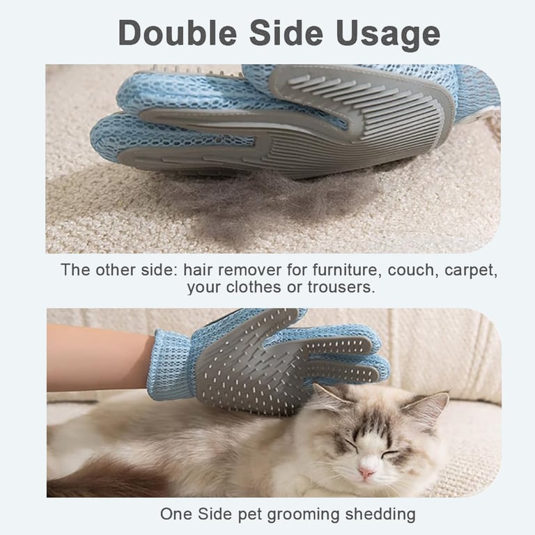 2in1 Double Sided Pet Grooming Glove | Deshedding Brush Mitt Cats Dogs thumbnail 11