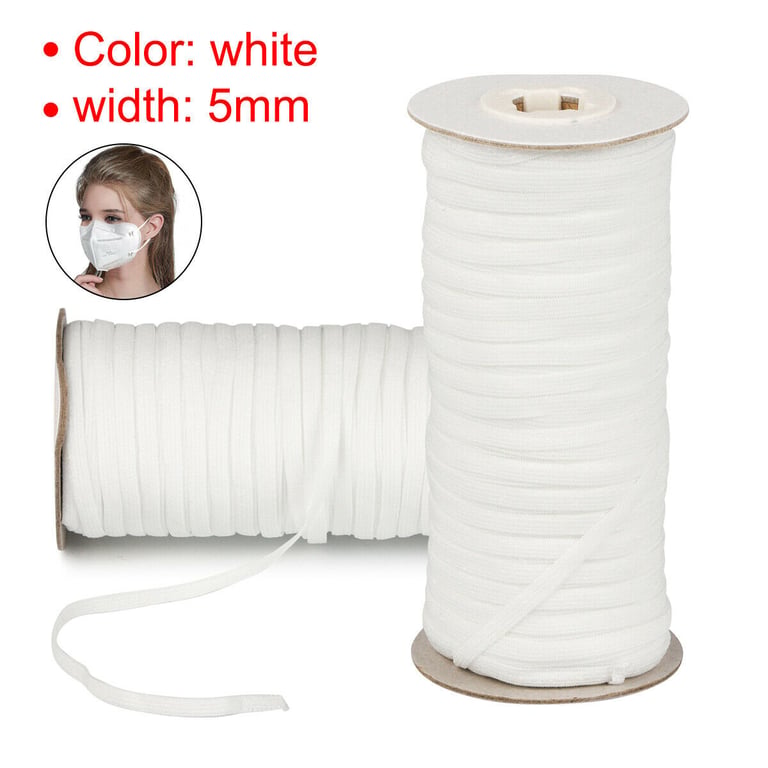 5mm 75 Yards White Flat Elastic Band | Resistance Band for Sewing thumbnail 5