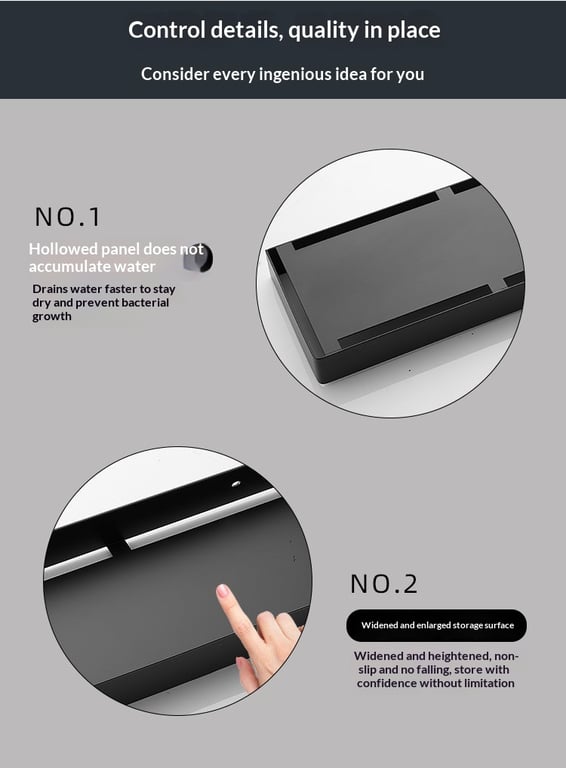 304 Stainless Steel Bathroom Mirror Storage Rack | Modern Shelf thumbnail 12
