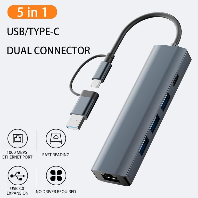 Gigabit Ethernet Port Adapter Dual-head Hub | Home & Kitchen thumbnail 18