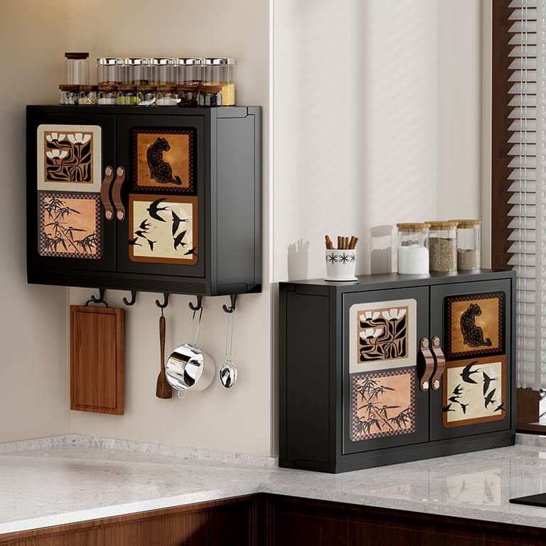 Wall-Mounted Bathroom Storage Cabinet | Decorative Doors & Hooks thumbnail 5