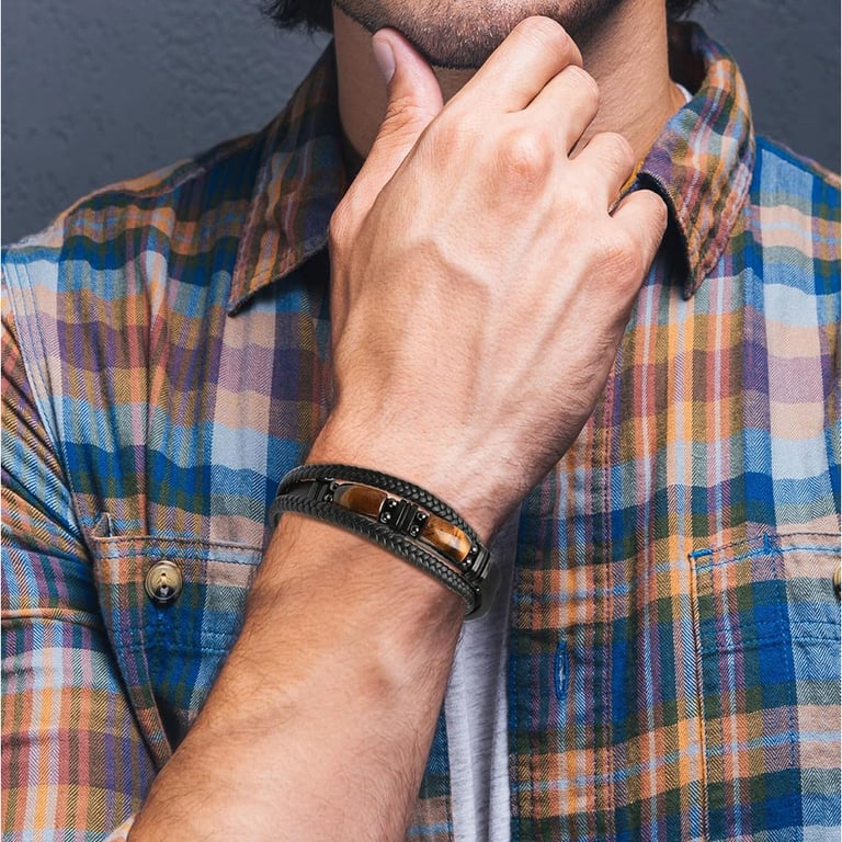 Natural Tiger Eye Stone Bracelet for Men & Women | Handmade thumbnail 7