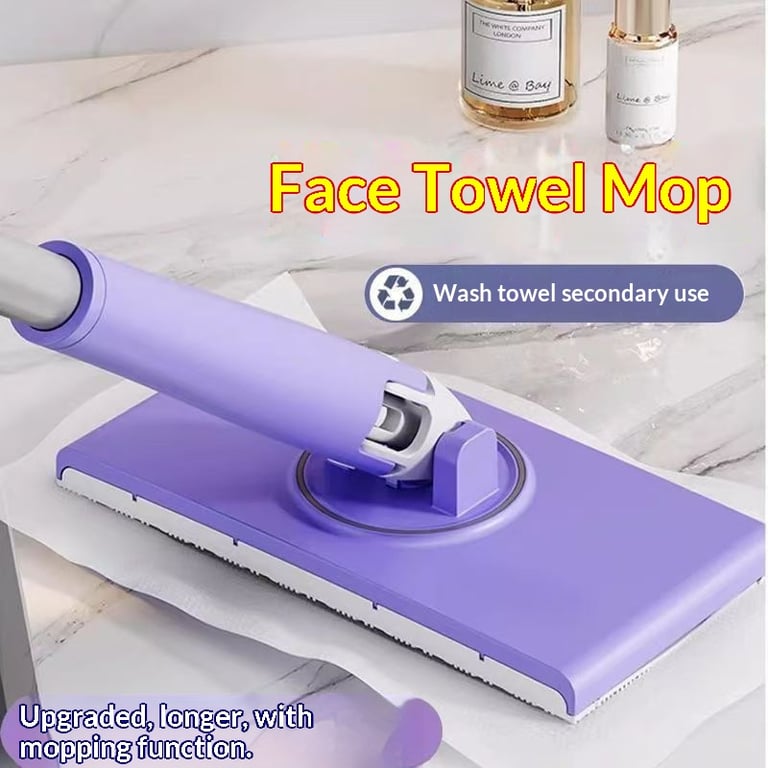 Mini Lazy Mop with Disposable Face Towel Clips | Compact Bathroom Cleaner thumbnail 4