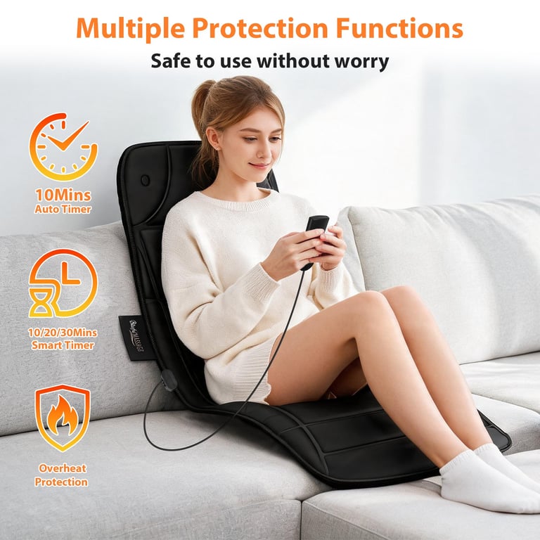 Vibration Massage Mat With Heat Full Body Massage Mattress Pad Electric Heated Massager With 10 Motors 9 Modes 9 Intensities 3 Heating Levels 3 Timer With Storage Bag Earplugs Car Charger For Neck Ba thumbnail 6