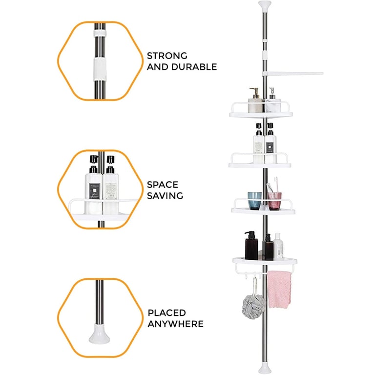4 Tier Telescopic Bathroom Wall Corner Shelf Rack Shower Caddy Storage Organizer thumbnail 12
