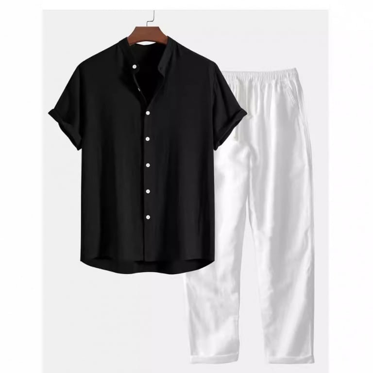 Casual Loose-fit Beach Set | Four-way Stretch Short-sleeve Shirt & Shorts thumbnail 13