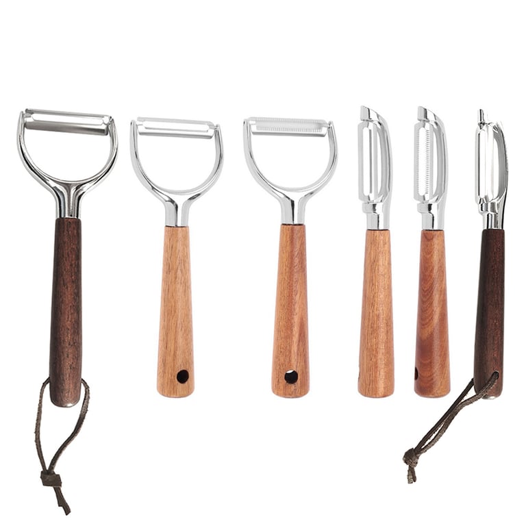 Stainless Steel Acacia Wood Peeler | Y-Shaped & I-Shaped Designs thumbnail 1