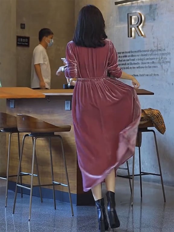 Loose Fitting Velvet Dress for Women | Comfortable Rose Pink thumbnail 2