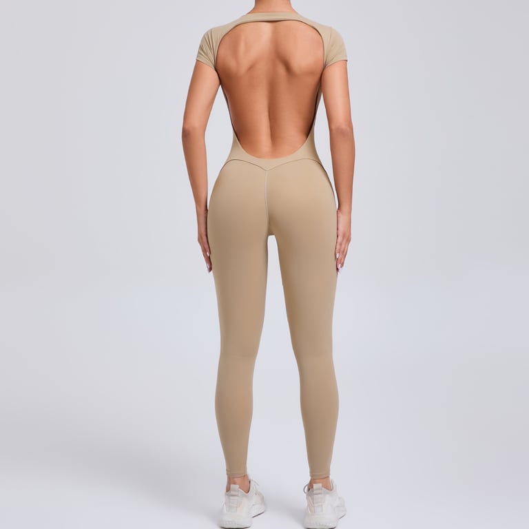 Women's Fashion Solid Color Quick-Drying Yoga Bodysuit | Open Back thumbnail 5