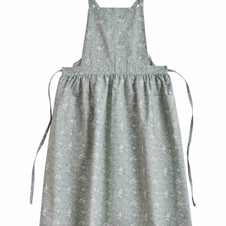 Artistic Floral Cross-Back Bib Apron | Kitchen Work Uniform Canada thumbnail 2