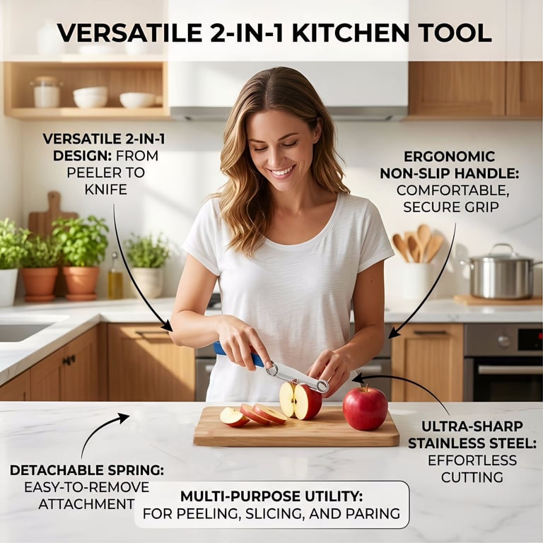 Kitchen Portable Multi-Functional 2-in-1 Peeler | Stainless Steel thumbnail 9