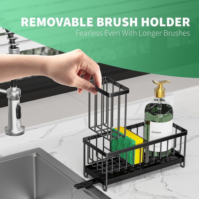 Kitchen Sink Rack Sponge Holder Soap Dish Drain Storage Organizer Brush Holder thumbnail 11