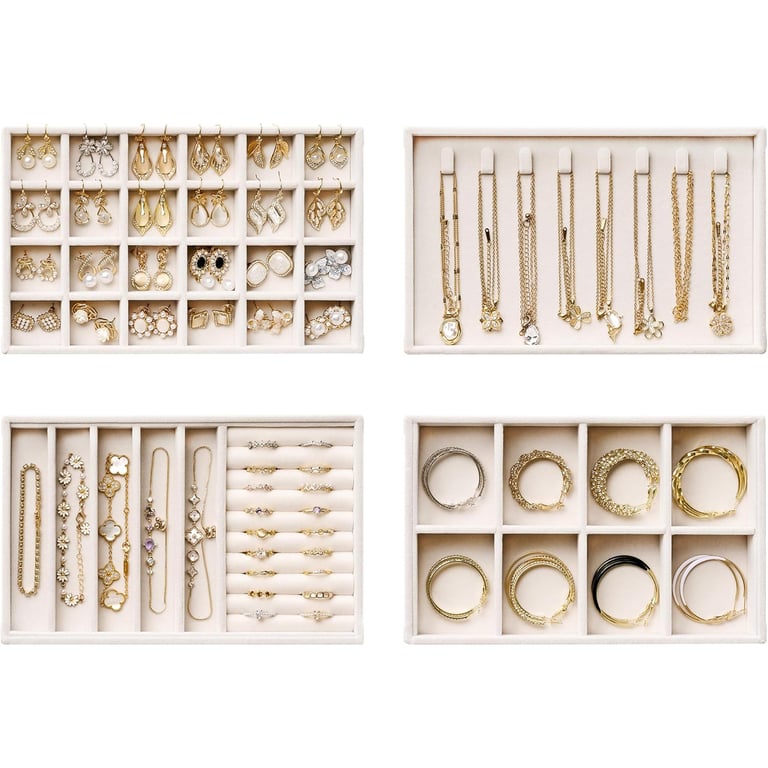 Drawer Tray Jewelry Box Earring Necklace Storage Velvet | Home & Kitchen