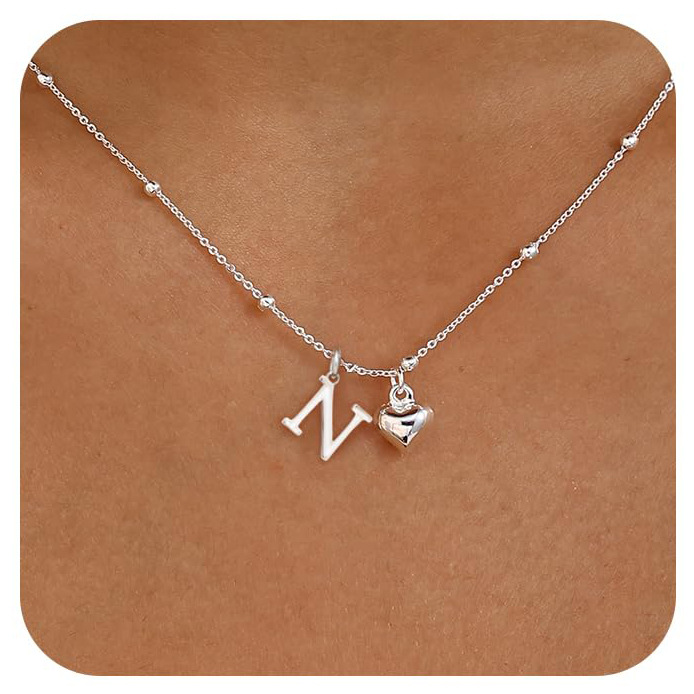 Personalized Initial Heart Pendant Necklace | Stainless Steel thumbnail 7