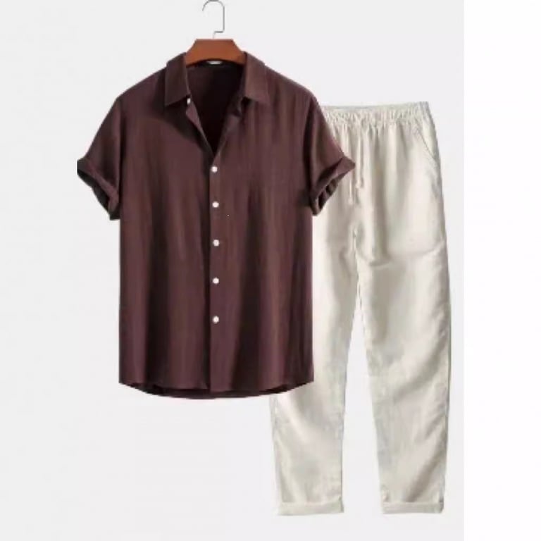 Casual Loose-fit Beach Set | Four-way Stretch Short-sleeve Shirt & Shorts thumbnail 1