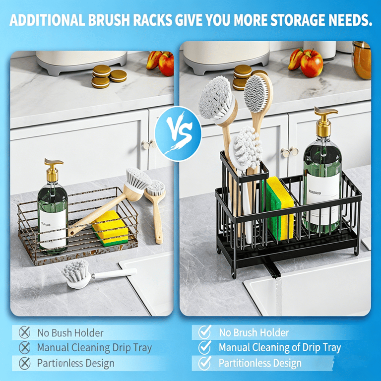 Kitchen Sink Caddy Rack Sponge Holder | Soap Dish Drain Storage thumbnail 15