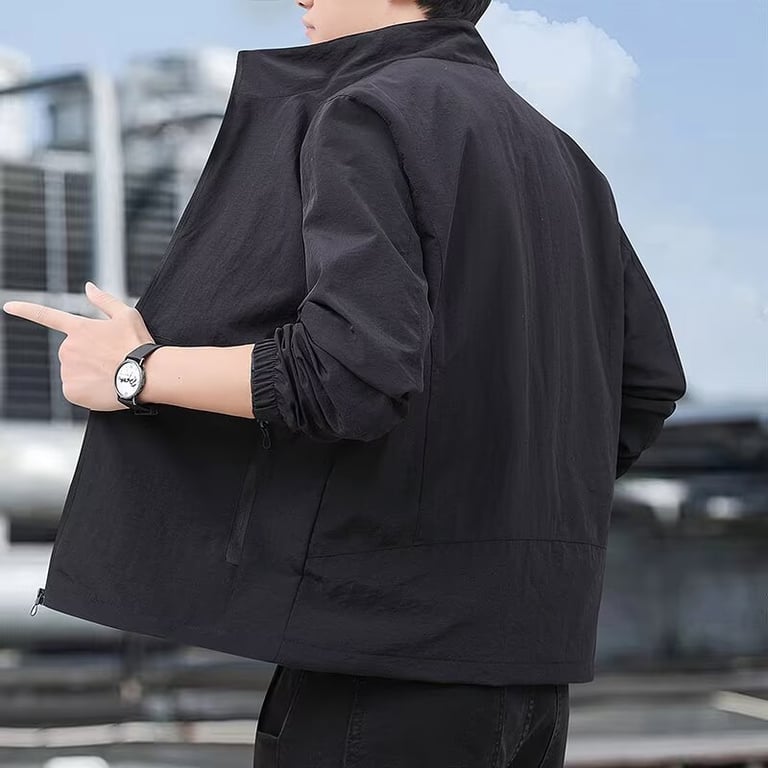 Men's Casual Stand-Up Collar Jacket | Lightweight Zip Windbreaker thumbnail 10