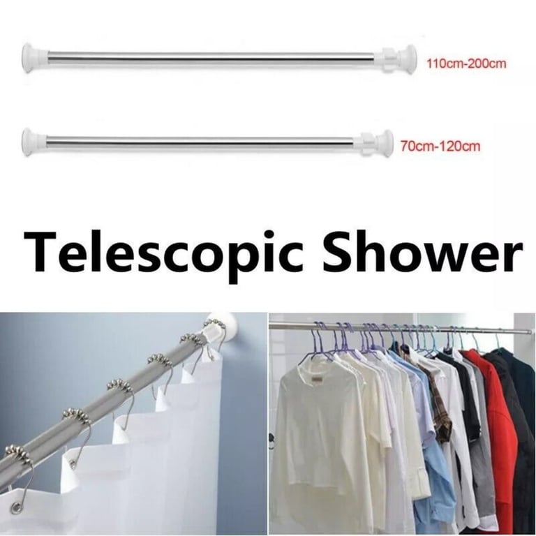 Heavy Duty Telescopic Shower Curtain Pole | No-Drill Spring Tension Rod thumbnail 11