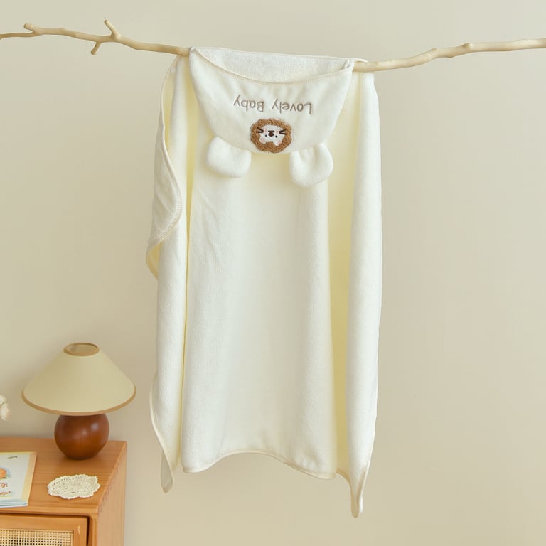 Baby Coral Fleece Hooded Cape Bath Towel | Absorbent & Quick-Drying thumbnail 3