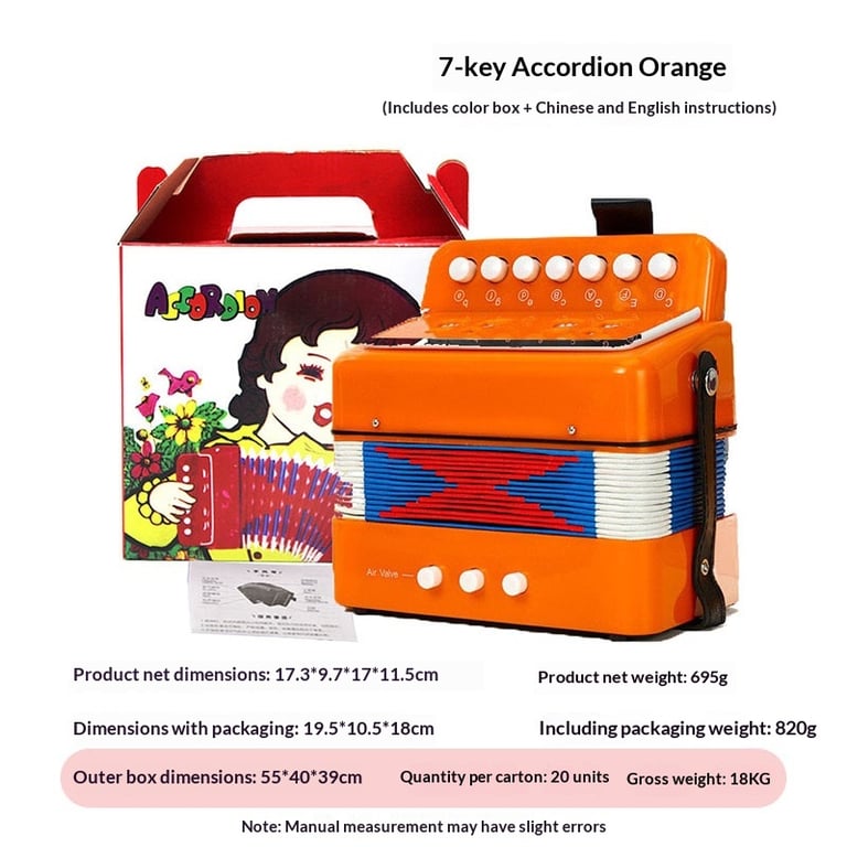 7-Key Portable Accordion for Kids | Educational Music Toy Canada thumbnail 4