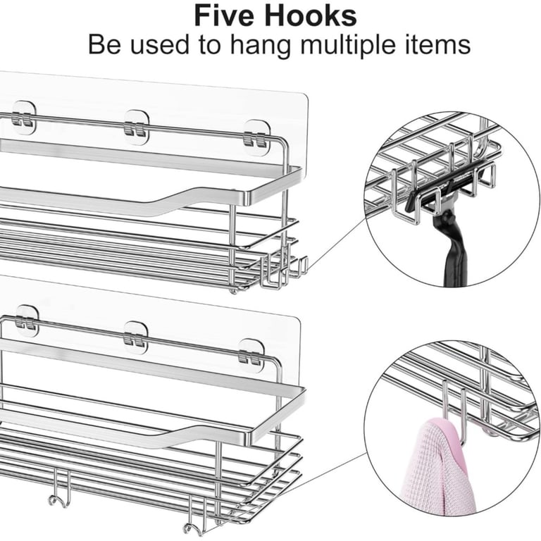 Set of 2 Stainless Steel Shower Shelves | No Drilling Required | Home & Kitchen Storage thumbnail 5