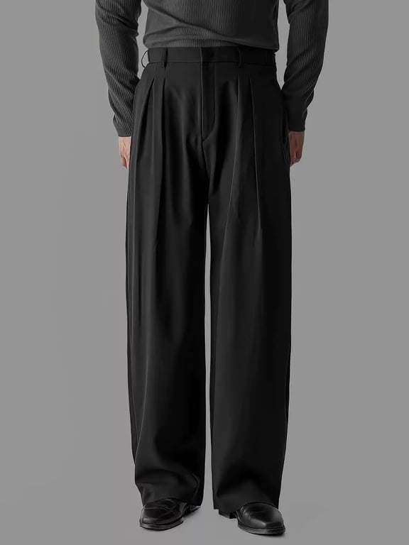Double-Pleat Wide-Leg Casual Pants for Men | Relaxed Drape Fit thumbnail 5