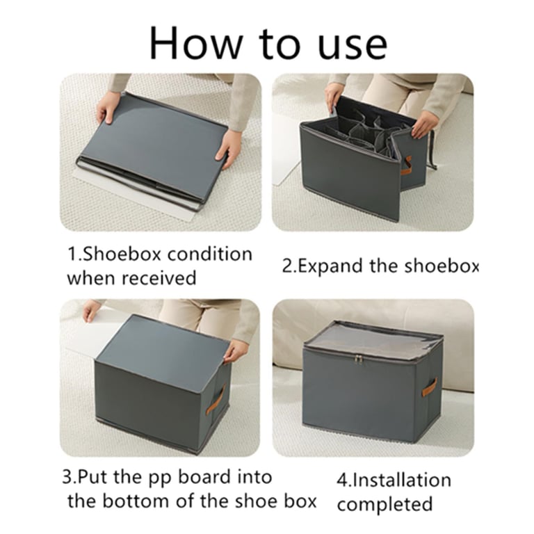 Foldable Fabric Shoe Storage Box with Dividers | Organize & Protect thumbnail 6