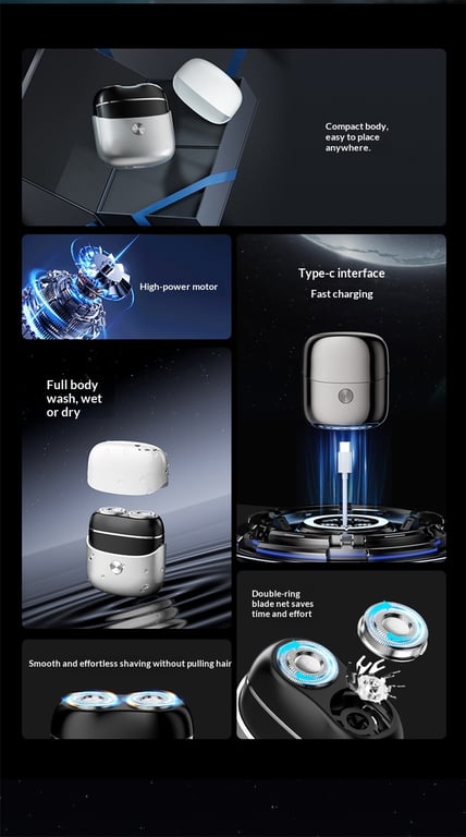 Full-Body Washable Dual-Head Magnetic Electric Shaver | Compact Travel thumbnail 7