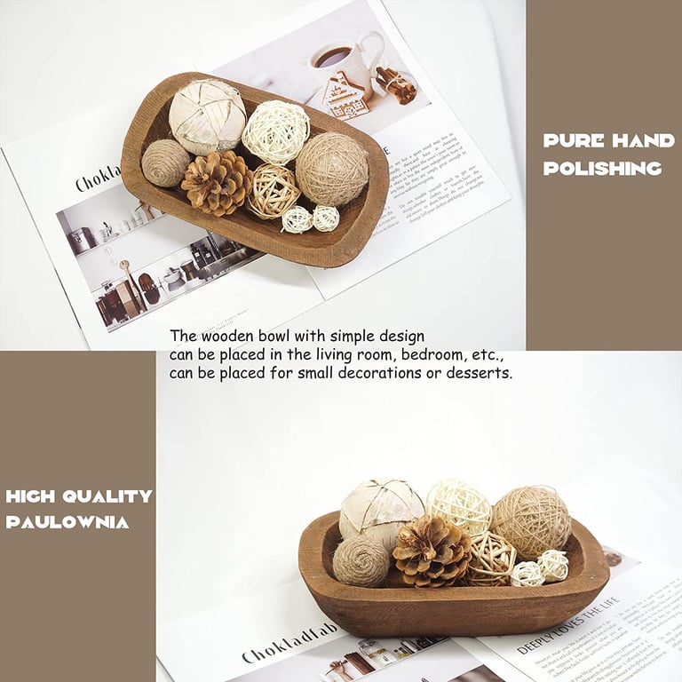 Solid Wood Hand-Carved Storage Tray | Rustic Home & Kitchen Decor thumbnail 6