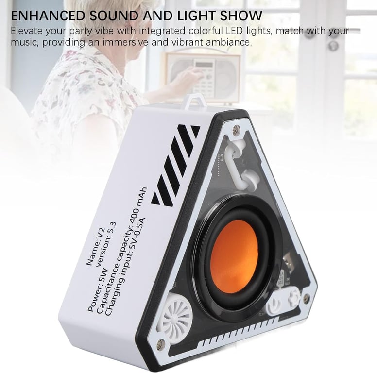 Cross-border V2 Wireless Bluetooth Speaker Outdoor Portable Mecha Subwoofer Mini Desktop Small Speaker Transparent Lantern thumbnail 2
