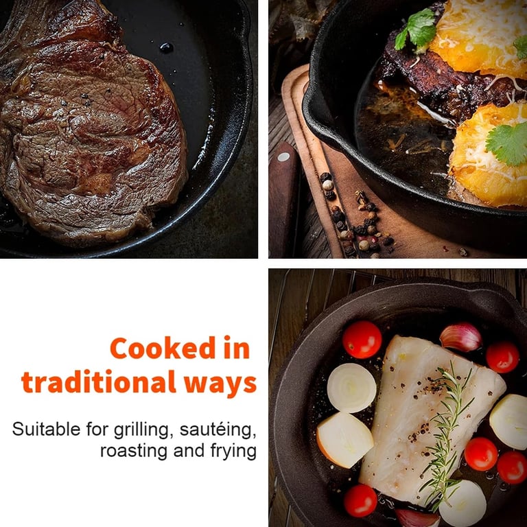 3-Piece Cast Iron Skillet Set | Pre-Seasoned Non-Stick Frying Pans thumbnail 13