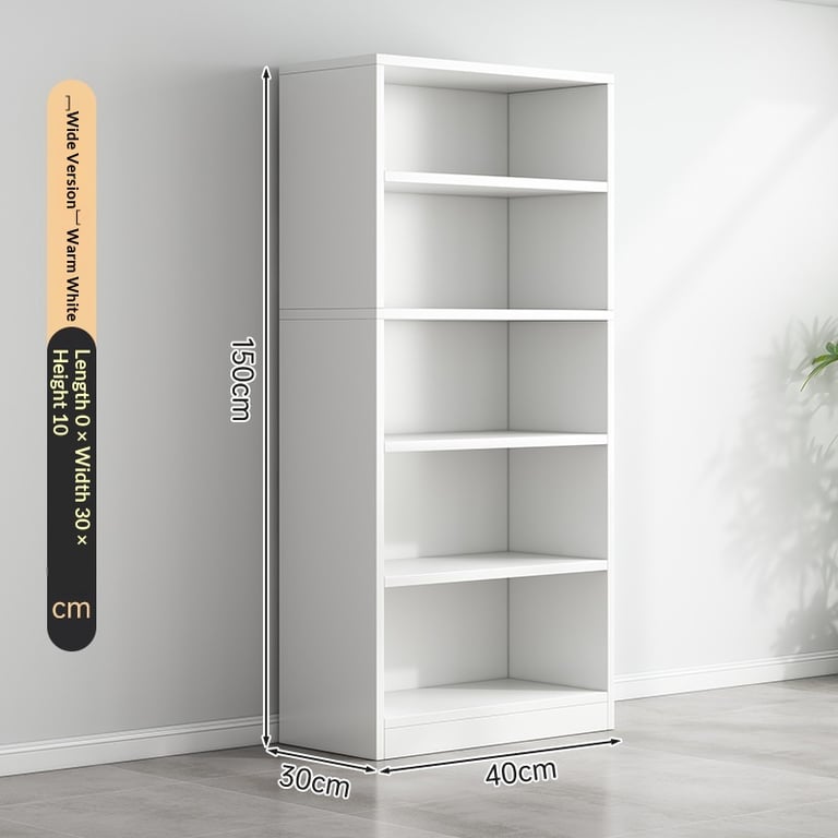 White 5-Shelf Bookshelf Storage Rack 150cm | Compact Home Organizer thumbnail 4