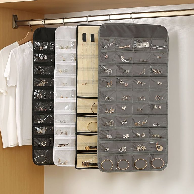 80 Pocket Hanging Jewelry Organizer | Clear Storage Bag thumbnail 2