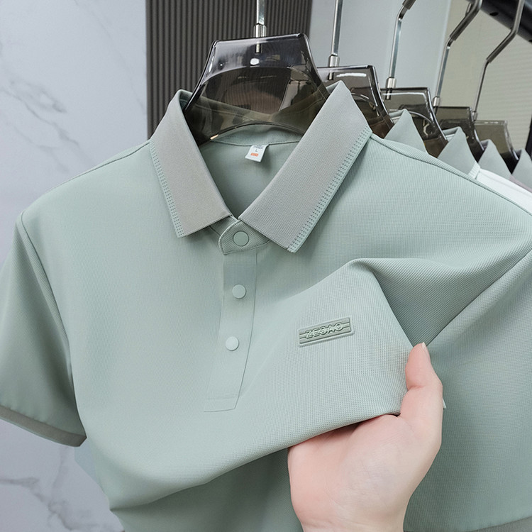 Seamless Ice Silk Men's Short-Sleeve Polo | Breathable Home & Kitchen Comfort thumbnail 12