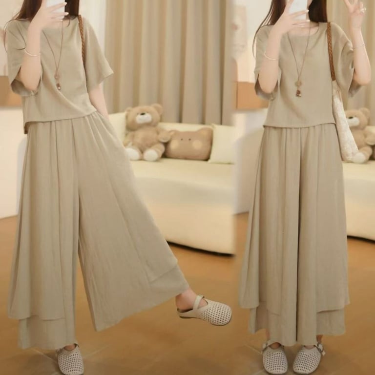 Elegant Two-Piece Women's Set: Crop Top & Wide-Leg Skirt-Trousers thumbnail 10
