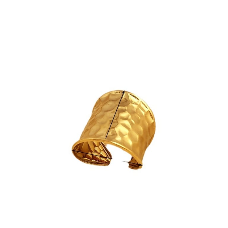 Gold Water-Wave Wide Band Ring | Adjustable Instagram-Style Metal Cuff thumbnail 1