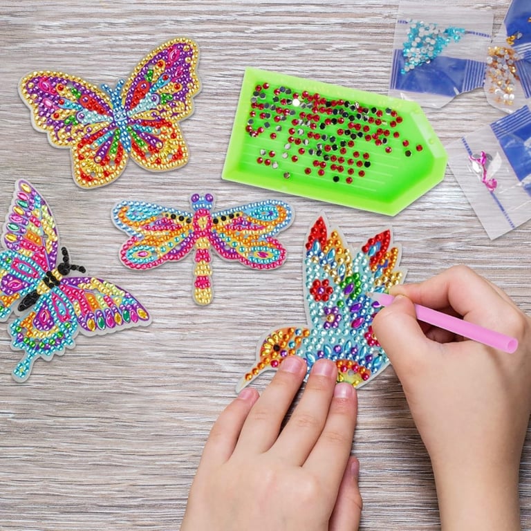 Diamond Painting Wind Chime Kit | 4-Piece Butterfly Craft Set thumbnail 2