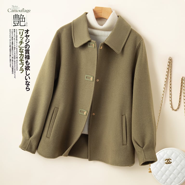 Short Doll-Collar Double-Faced Wool Coat for Women | Canadian thumbnail 8