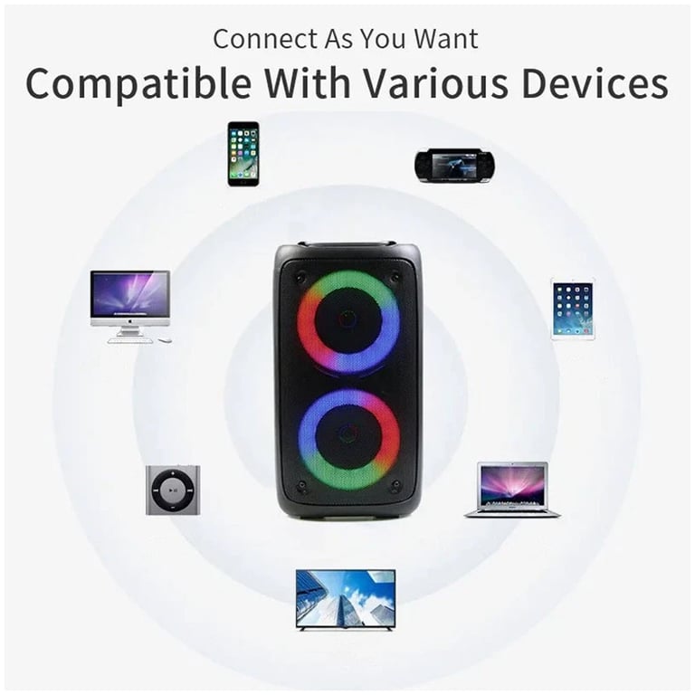 Portable Bluetooth Speaker Sub Woofer Heavy Bass Sound System Party & Mic thumbnail 11