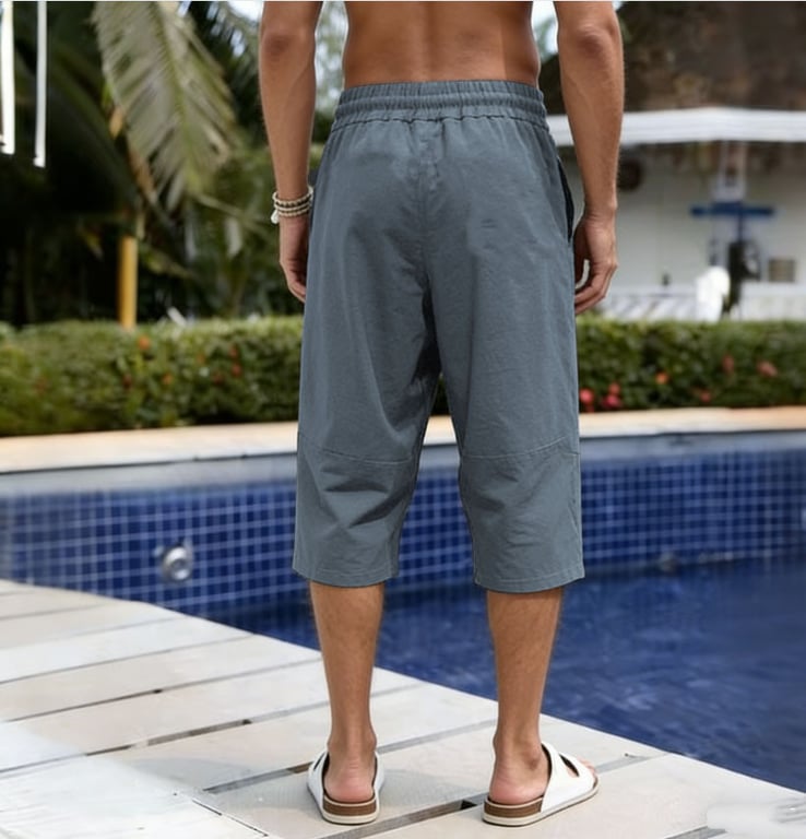Summer Linen Capri Pants Men's Ice Silk thumbnail 5