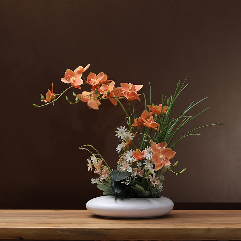 Silicone-Feel Dove Orchid Artificial Flower Arrangement | Modern Minimalist Home Decor thumbnail 10