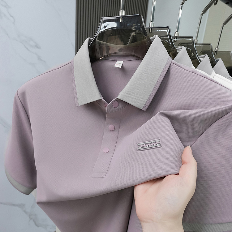 Seamless Ice Silk Men's Short-Sleeve Polo | Breathable Home & Kitchen Comfort thumbnail 13